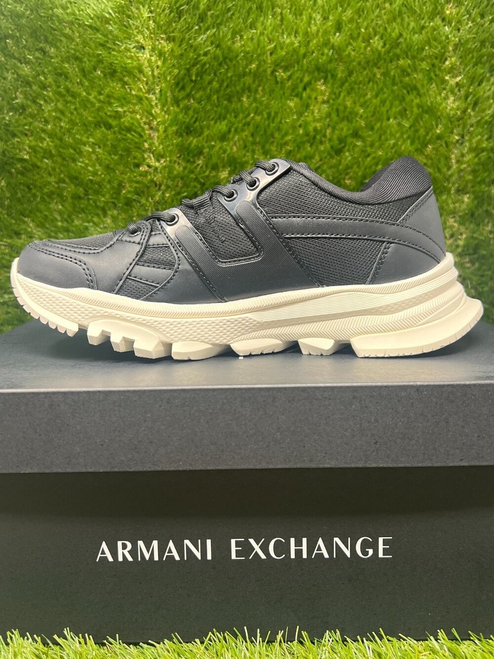 NWB Men's 8 Armani Exchange Chunky Crash Black Sneakers